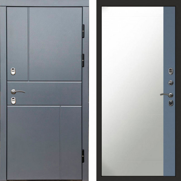 Входная дверь Termo-Door Премиум Винорит Вертикаль Grey - Зеркало Фацет Grey софт