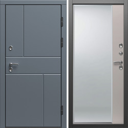Входная дверь Termo-Door Премиум Винорит Вертикаль Grey - Зеркало Фацет Капучино