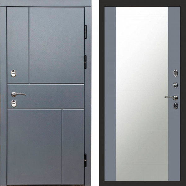 Входная дверь Termo-Door Премиум Винорит Вертикаль Grey - Зеркало Grey Софт