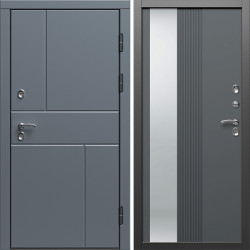 Входная дверь Termo-Door Премиум Винорит Вертикаль Grey - Зеркало Люмис Грей Софт