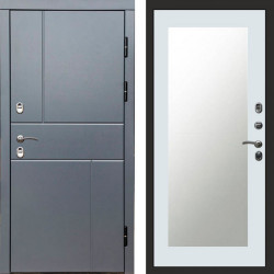 Входная дверь Termo-Door Премиум Винорит Вертикаль Grey - Зеркало Триумф Белый софт