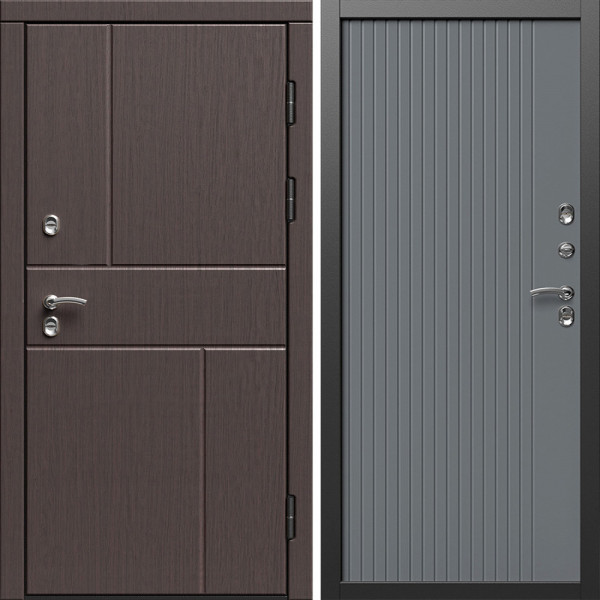 Входная дверь Termo-Door Премиум Винорит Вертикаль Венге - Флэт Grey софт