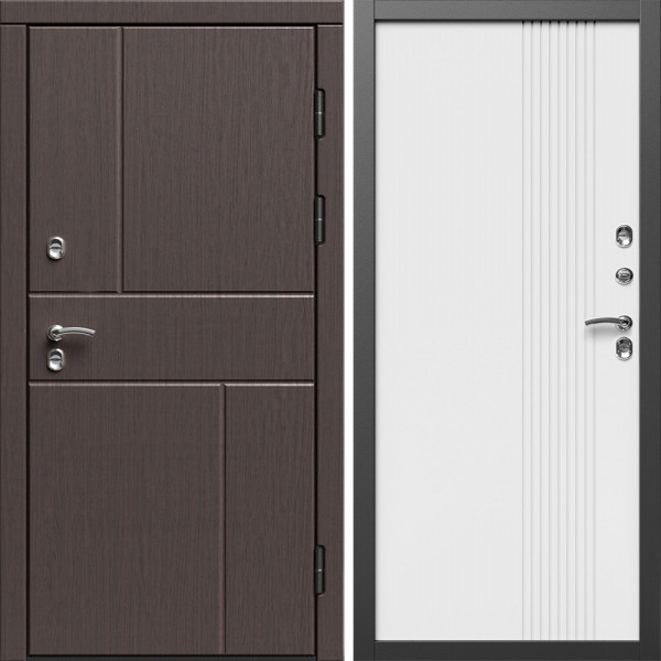 Входная дверь Termo-Door Премиум Винорит Вертикаль Венге - Страйп Белый Софт