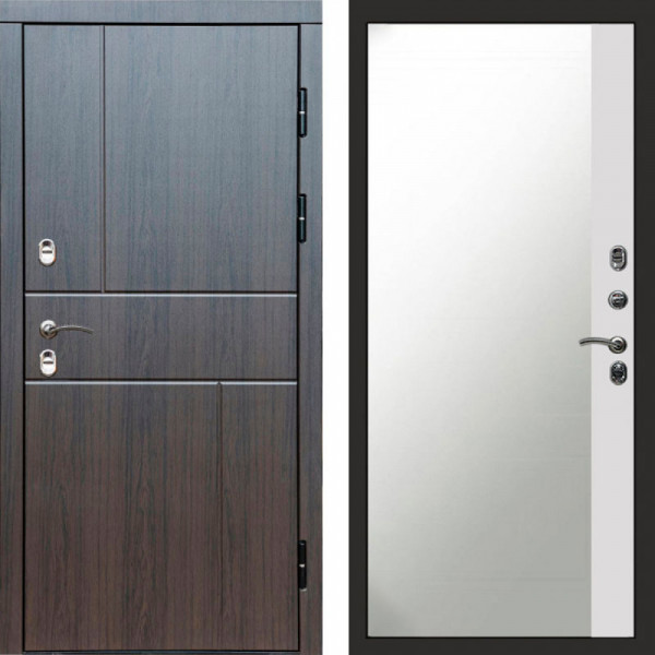 Входная дверь Termo-Door Премиум Винорит Вертикаль Венге - Зеркало Фацет Белый софт