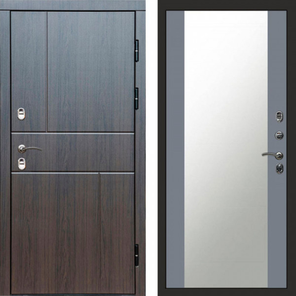 Входная дверь Termo-Door Премиум Винорит Вертикаль Венге - Зеркало Grey Софт
