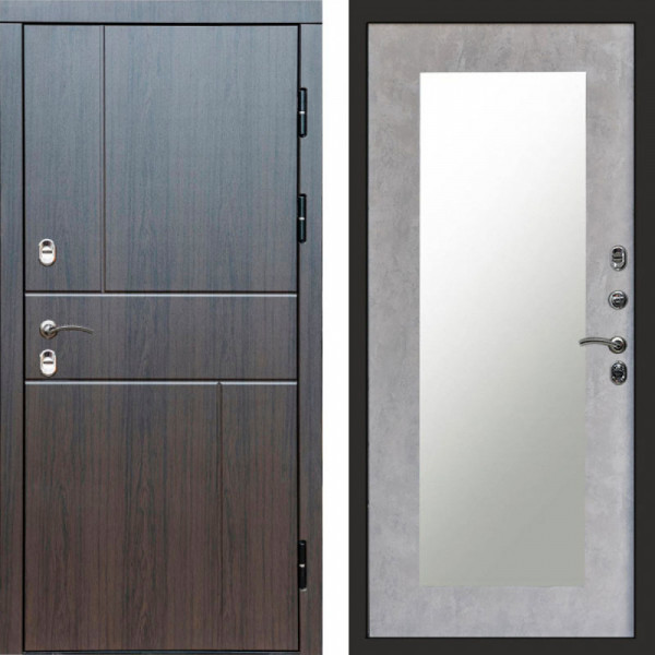 Входная дверь Termo-Door Премиум Винорит Вертикаль Венге - Зеркало Триумф бетон светлый