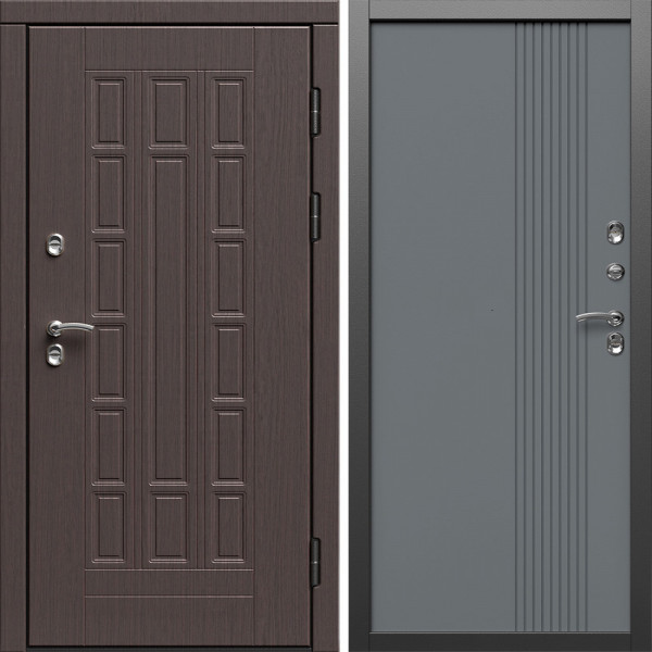 Входная дверь Termo-Door Премиум Винорит Виргиния Венге - Страйп Грей Софт
