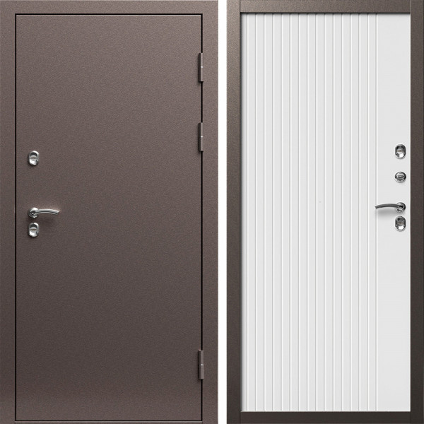 Входная дверь Termo-Door Сибирь Медь Антик - Флэт Белый софт