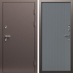 Входная дверь Termo-Door Сибирь Медь Антик - Флэт Grey софт