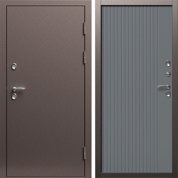Входная дверь Termo-Door Сибирь Медь Антик - Флэт Grey софт