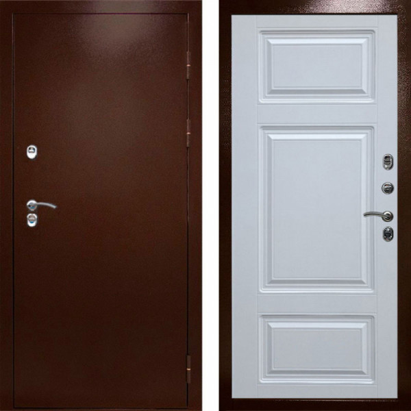 Входная дверь Termo-Door Сибирь Медь Антик - Лион Белый софт