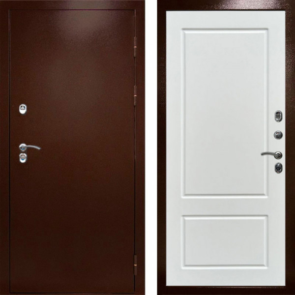 Входная дверь Termo-Door Сибирь Медь Антик - Марсель Белый софт
