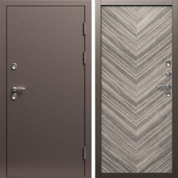 Входная дверь Termo-Door Сибирь Медь Антик - Плаза Елочка Серая