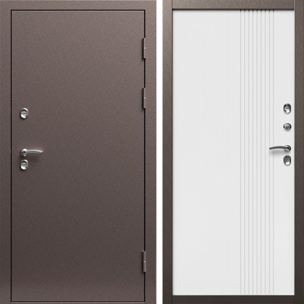 Входная дверь Termo-Door Сибирь Медь Антик - Страйп Белый Софт
