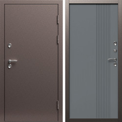 Входная дверь Termo-Door Сибирь Медь Антик - Страйп Грей Софт