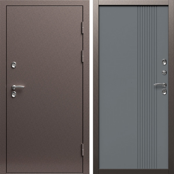 Входная дверь Termo-Door Сибирь Медь Антик - Страйп Грей Софт