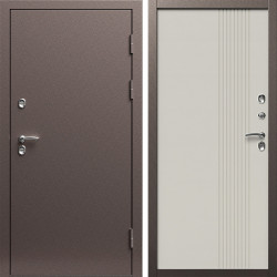 Входная дверь Termo-Door Сибирь Медь Антик - Страйп Слоновая Кость