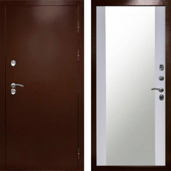 Входная дверь Termo-Door Сибирь Медь Антик - Зеркало белый софт