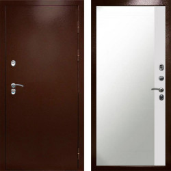 Входная дверь Termo-Door Сибирь Медь Антик - Зеркало Фацет Белый софт