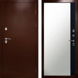 Входная дверь Termo-Door Сибирь Медь Антик - Зеркало Фацет Черный кварц