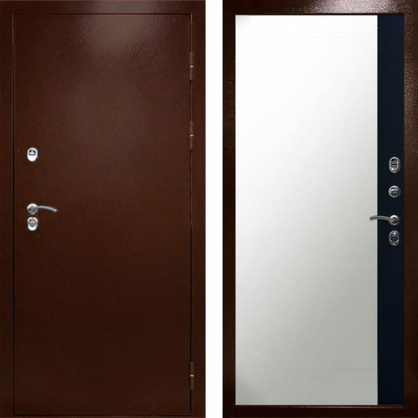 Входная дверь Termo-Door Сибирь Медь Антик - Зеркало Фацет Черный кварц