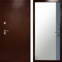 Входная дверь Termo-Door Сибирь Медь Антик - Зеркало Фацет Grey софт