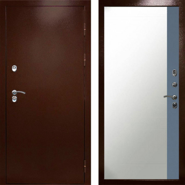 Входная дверь Termo-Door Сибирь Медь Антик - Зеркало Фацет Grey софт