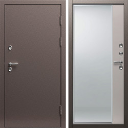 Входная дверь Termo-Door Сибирь Медь Антик - Зеркало Фацет Капучино