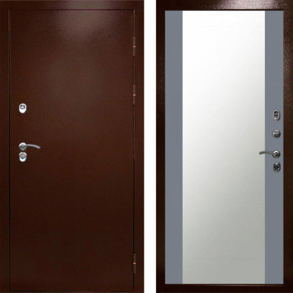 Входная дверь Termo-Door Сибирь Медь Антик - Зеркало Grey Софт