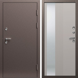 Входная дверь Termo-Door Сибирь Медь Антик - Зеркало Люмис Капучино