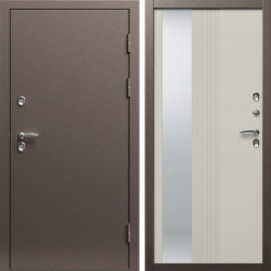 Входная дверь Termo-Door Сибирь Медь Антик - Зеркало Люмис Соновая Кость