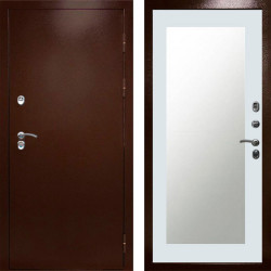 Входная дверь Termo-Door Сибирь Медь Антик - Зеркало Триумф Белый софт