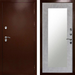 Входная дверь Termo-Door Сибирь Медь Антик - Зеркало Триумф бетон светлый