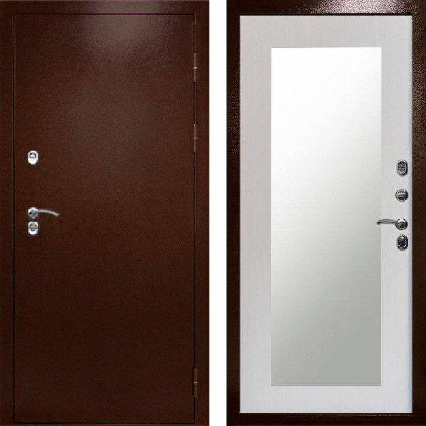 Входная дверь Termo-Door Сибирь Медь Антик - Зеркало Триумф лиственница