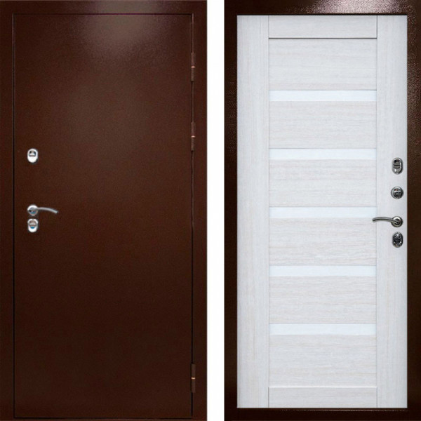 Входная дверь Termo-Door Сибирь Медь Антик - Зеркало Триумф Царга лиственница 4500 / 5500