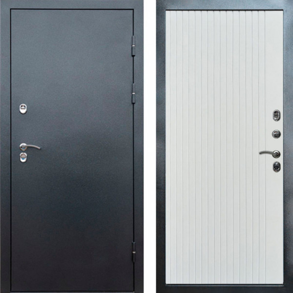 Входная дверь Termo-Door Сибирь Серебро Антик - Flat Белый софт