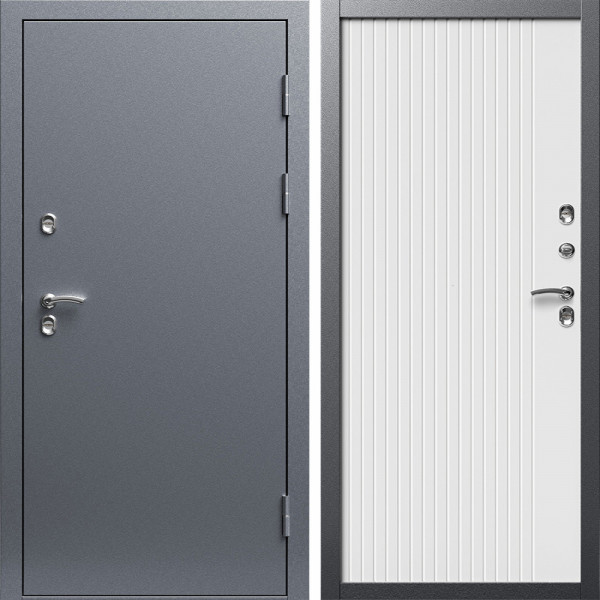 Входная дверь Termo-Door Сибирь Серебро Антик - Флэт Белый софт