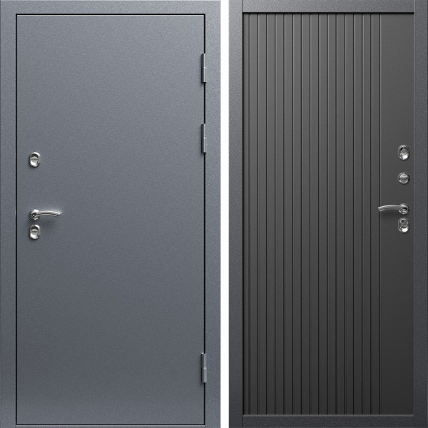 Входная дверь Termo-Door Сибирь Серебро Антик - Флэт Черный кварц