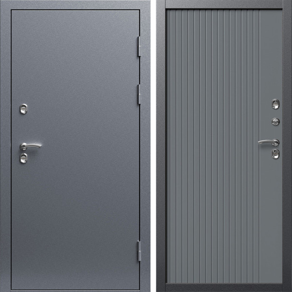 Входная дверь Termo-Door Сибирь Серебро Антик - Флэт Grey софт