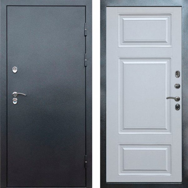 Входная дверь Termo-Door Сибирь Серебро Антик - Лион Белый софт