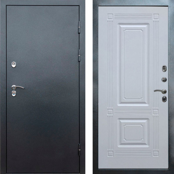 Входная дверь Termo-Door Сибирь Серебро Антик - Мадрид Белый софт