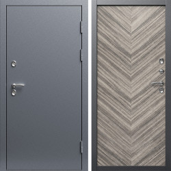 Входная дверь Termo-Door Сибирь Серебро Антик - Плаза Елочка Серая
