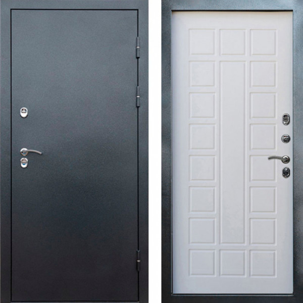 Входная дверь Termo-Door Сибирь Серебро Антик - Престиж белое дерево