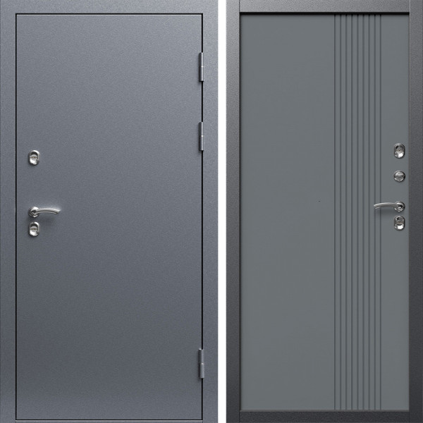 Входная дверь Termo-Door Сибирь Серебро Антик - Страйп Грей Софт