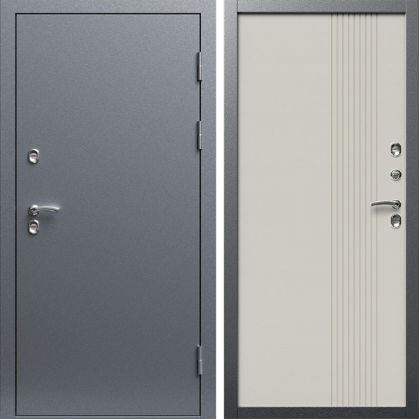 Входная дверь Termo-Door Сибирь Серебро Антик - Страйп Слоновая Кость