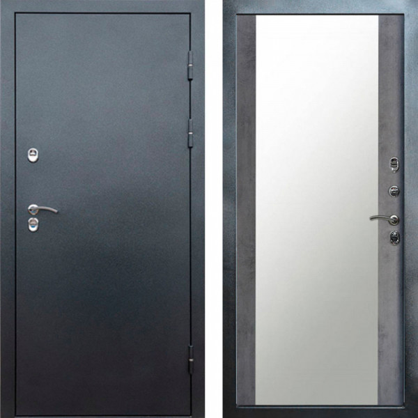 Входная дверь Termo-Door Сибирь Серебро Антик - Зеркало бетон темный