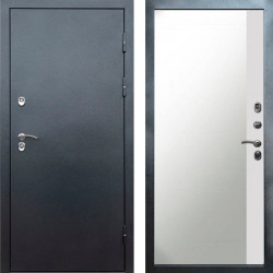 Входная дверь Termo-Door Сибирь Серебро Антик - Зеркало Фацет Белый софт