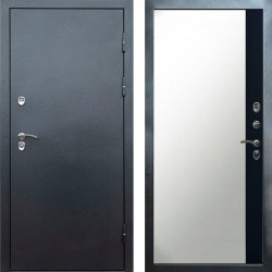 Входная дверь Termo-Door Сибирь Серебро Антик - Зеркало Фацет Черный кварц
