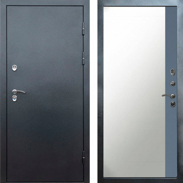 Входная дверь Termo-Door Сибирь Серебро Антик - Зеркало Фацет Grey софт