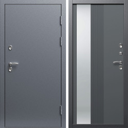 Входная дверь Termo-Door Сибирь Серебро Антик - Зеркало Люмис Грей Софт